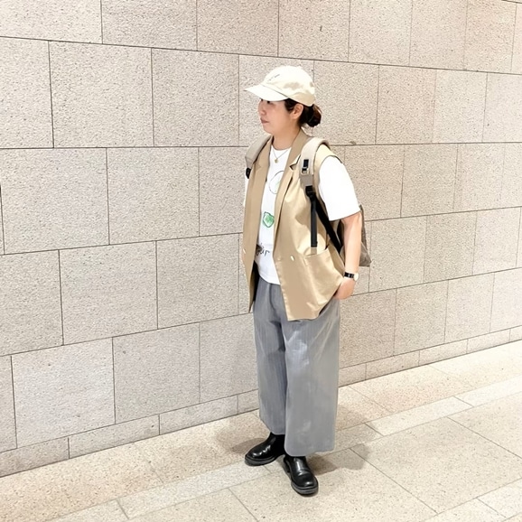 �y�ʐ^�z�y�g��161cm�zH& by POOL Sleeveless Jacket Beige
