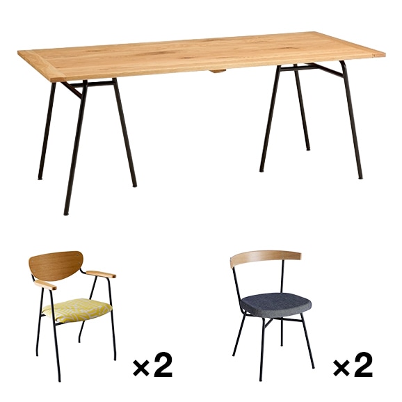 【写真】SOUDIEUX TABLE 1800、DJANGO ARM CHAIR×2、FERRET CHAIR×2