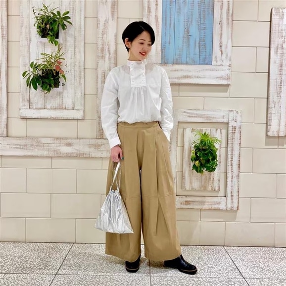 �y�ʐ^�z �y�g��162cm�zH& by POOL Stand-UP Collar Blouse Off White