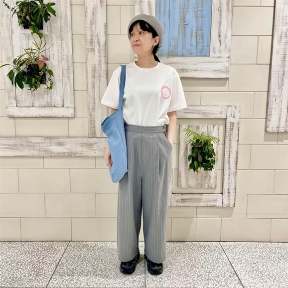 �y�ʐ^�z�y�g��160cm�zH& by POOL Pants Gray Stripe