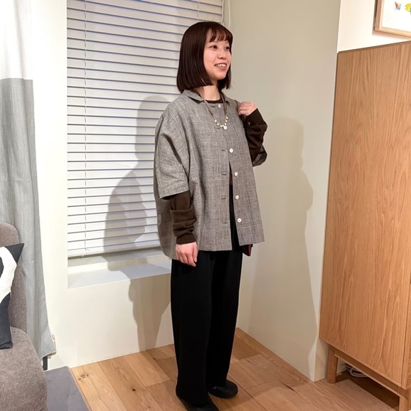 �y�ʐ^�z�y�g��150cm�zH& by POOL Wide Shirt Brown Check