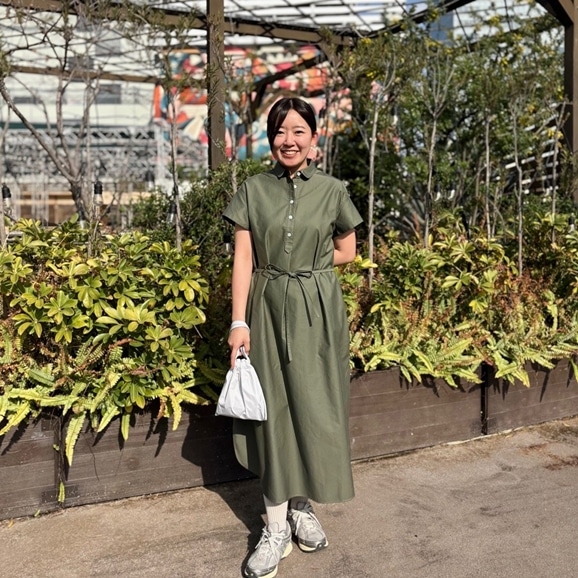 �y�ʐ^�z�y�g��154cm�zH& by POOL French Sleeve One-Piece Shirt Khaki