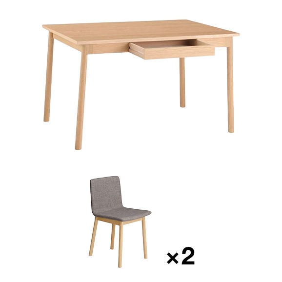�y�ʐ^�z�y�Z�b�g�z STILT TABLE 1200 Natural + STILT CHAIR Gray ×2