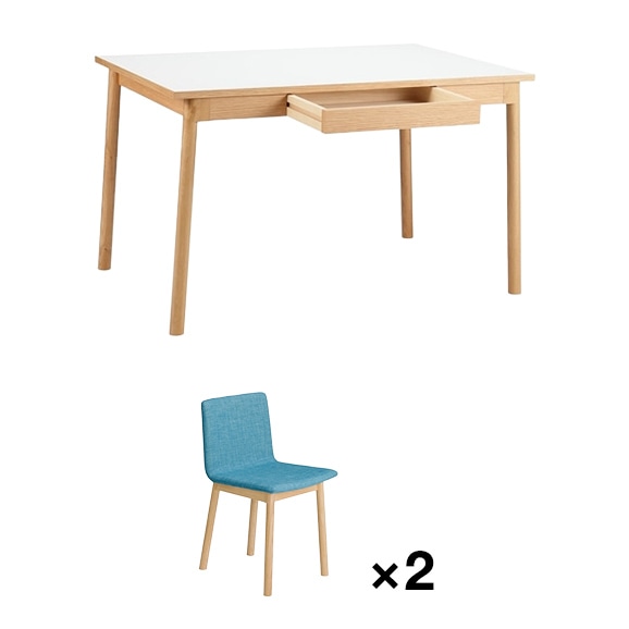 �y�ʐ^�z�y�Z�b�g�z STILT TABLE 1200 White + STILT CHAIR Blue ×2