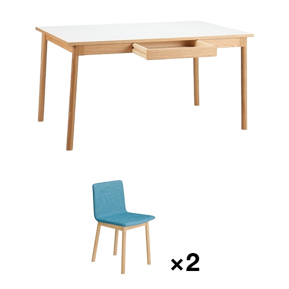 �y�ʐ^�z�y�Z�b�g�z STILT TABLE 1400 White + STILT CHAIR Blue ×2