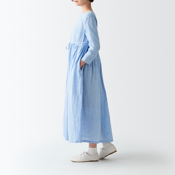 H& by POOL Gathered One-Piece Melange Light Blue｜ワンピース｜IDEE