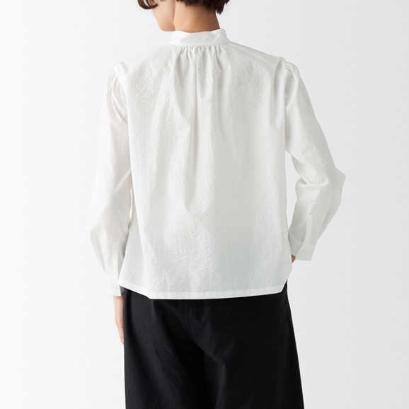 ☆H& by POOL Stand-UP Collar Blouse White Checked｜トップス｜IDEE SHOP Online