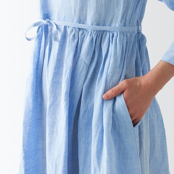 H& by POOL Gathered One-Piece Melange Light Blue｜ワンピース｜IDEE