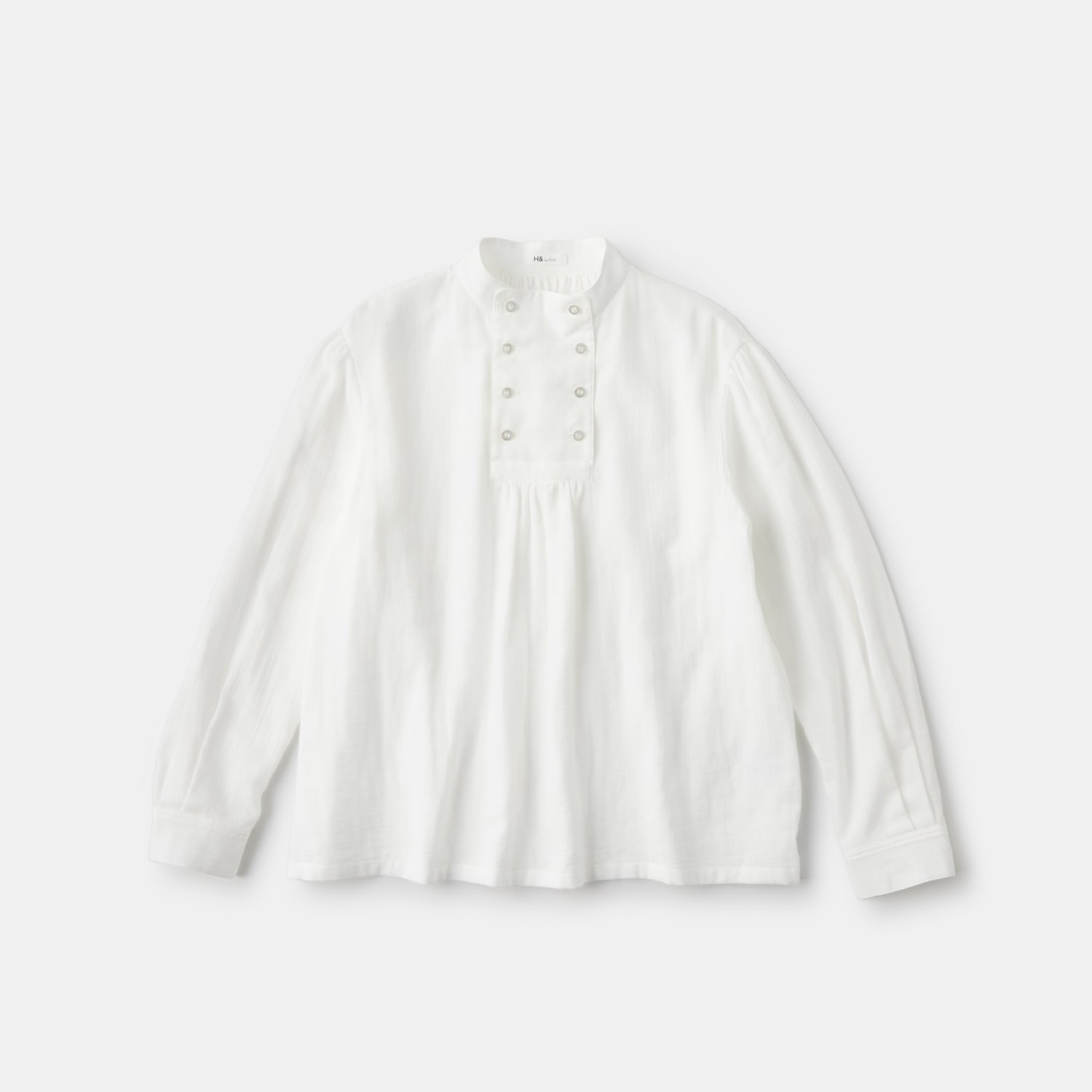 H& by POOL Stand-Up Collar Blouse White Gauze｜トップス｜IDEE SHOP 