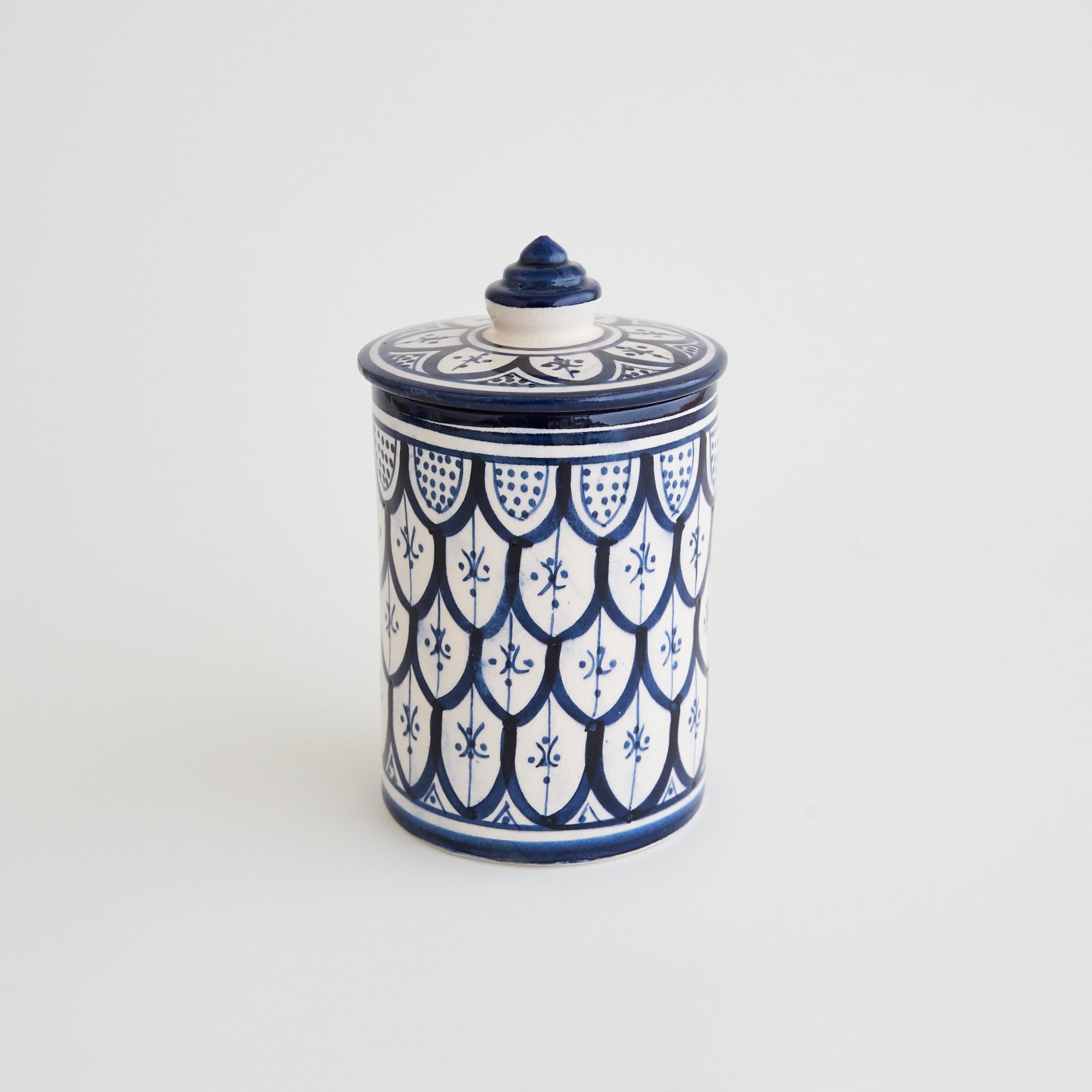 Idee Shop Online モロッコ買付品 陶器キャニスター S ネイビー オブジェ Idee Shop Online モロッコ買付品 陶器キャニスター S ネイビー オブジェ