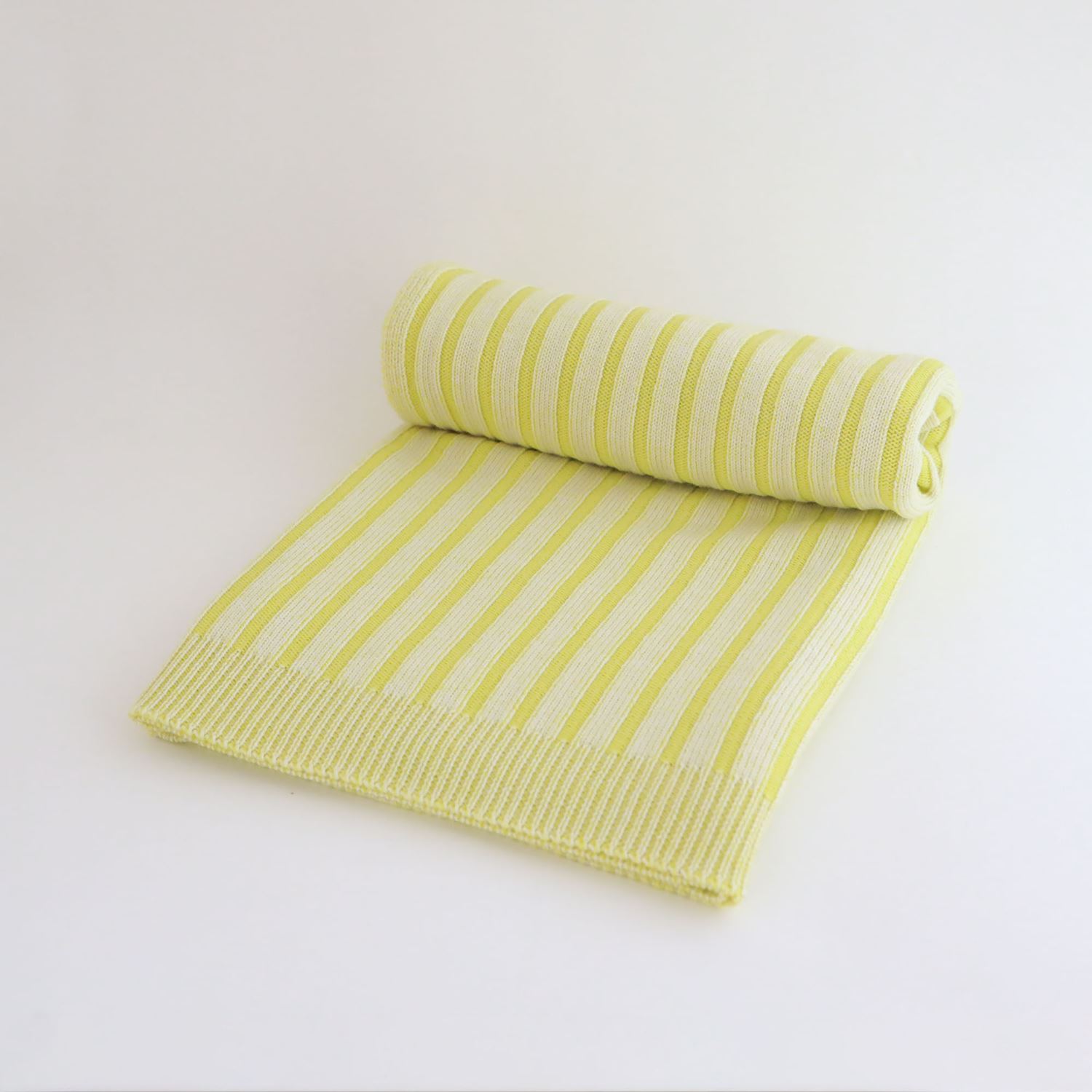 ☆Knitted Blanket Stripe イエロー｜ブランケット｜IDEE SHOP Online