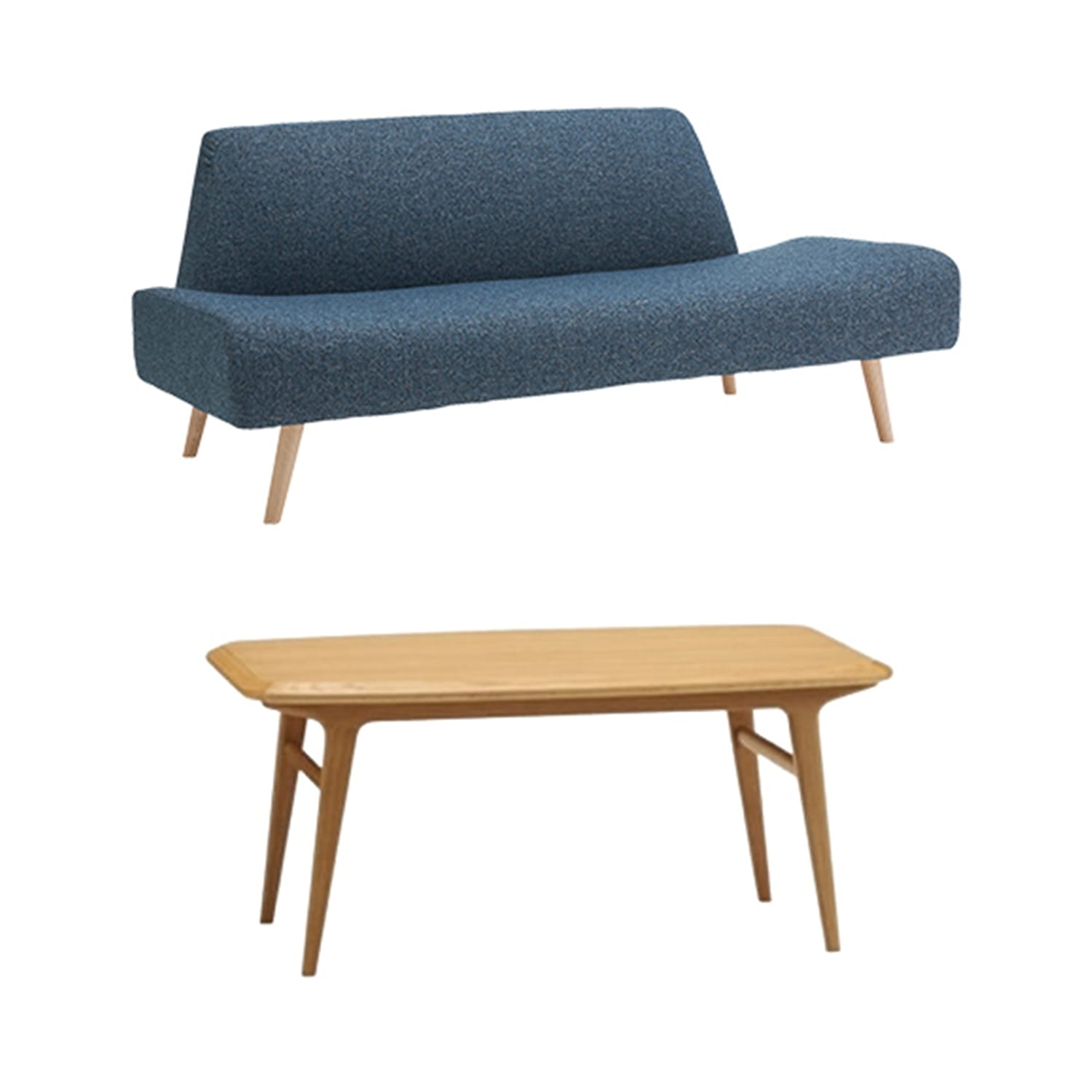 セット】 AO SOFA (2) Boucle Blue + IKI LOW TABLE｜リビングセット