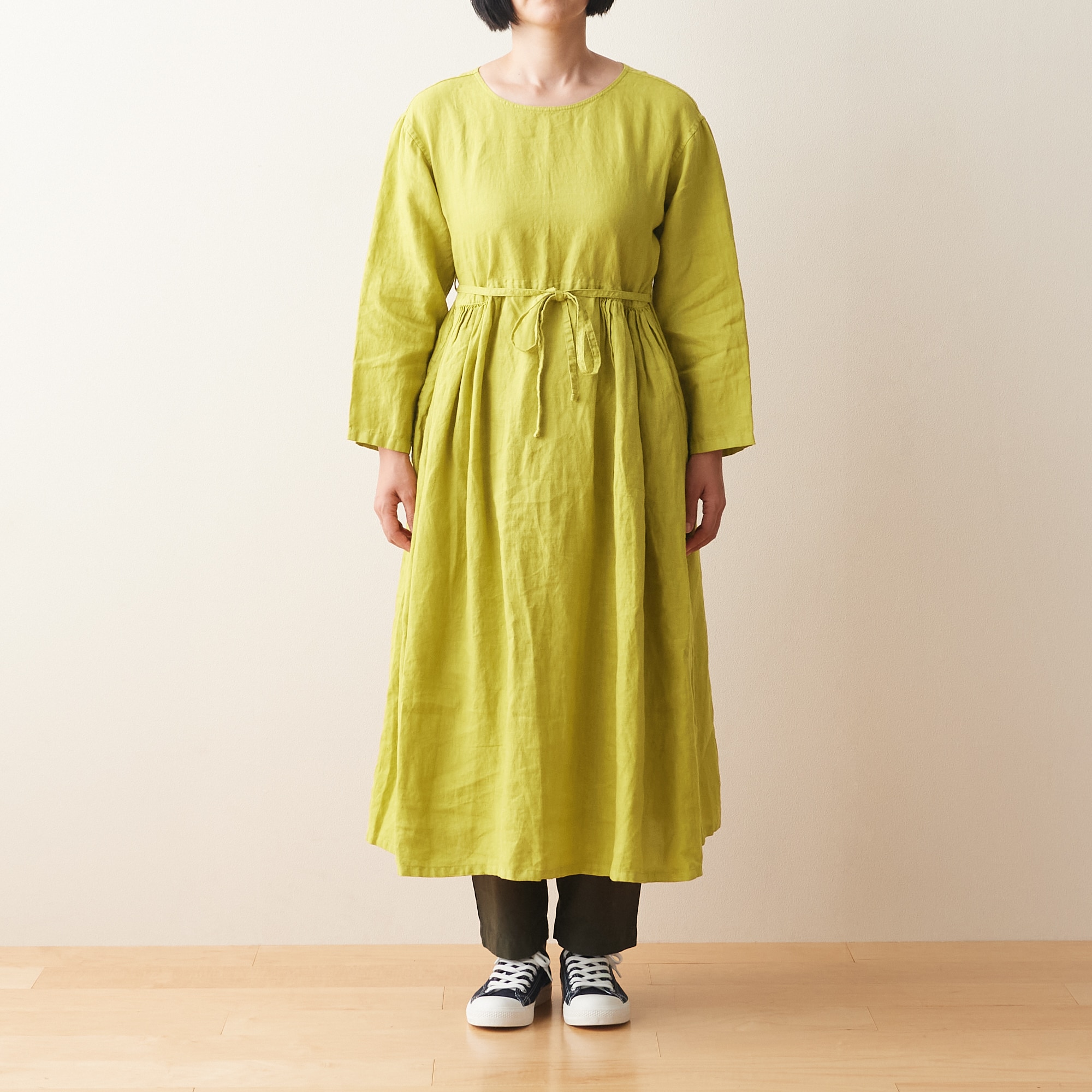 ☆POOL いろいろの服 ギャザーワンピース マスタード｜ワンピース 