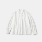 H& by POOL Stand-Up Collar Blouse White Gauze