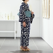 【IDEE TOKYO限定】柚木沙弥郎デザイン KUTSUROGI 浴衣 ブロック  Ladiesネイビー