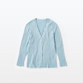 H& by POOL Cotton Rib cardigan Regular Blue Gray