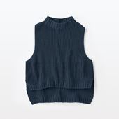H& by POOL Cotton Cropped Vest Blue Navy