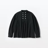 H& by POOL Stand-Up Collar Blouse Chiffon Cotton Black