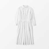 H& by POOL Stand-Up Collar One-Piece Shirt Chiffon Cotton White