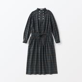 H& by POOL Stand-Up Collar One-Piece Shirt Checked Green