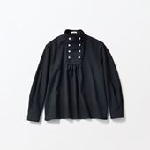 H& by POOL Stand-Up Collar Blouse Dark Blue