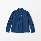 ★H& by POOL Stand-UP Collar Blouse Indigo