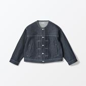 H& by POOL No Collar Denim Jacket Indigo Assort Non Wash