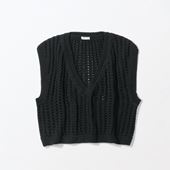 ��H& by POOL Cotton Mesh Vest Black