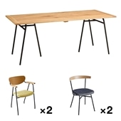 SOUDIEUX TABLE 1800、DJANGO ARM CHAIR×2、FERRET CHAIR×2