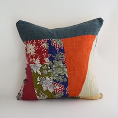 一点物】ヴィンテージラリーキルト パッチワーク クッションカバー