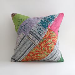 一点物】ヴィンテージラリーキルト パッチワーク クッションカバー