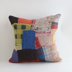 一点物】ヴィンテージラリーキルト パッチワーク クッションカバー