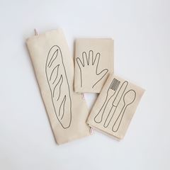 ☆OEuvres Sensibles 刺繍入りティータオル 3枚セット ブラック