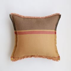 ☆LINEN クッションカバー 45cm角 マスタード×レッド｜これまで