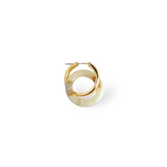susui doughnut hoop pierce ペア M ゴールド 鏡面×クリーム｜ピアス