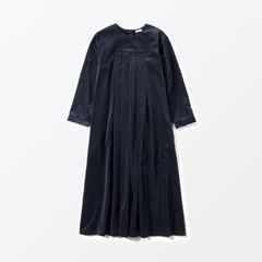 ☆H& by POOL Front Gathered One-Piece Navy Velvet｜ワンピース