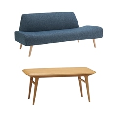 セット】 AO SOFA (2) Boucle Blue + IKI LOW TABLE｜リビングセット