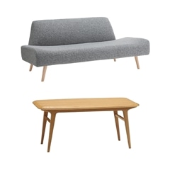 セット】 AO SOFA (2) Boucle Gray + IKI LOW TABLE｜リビングセット
