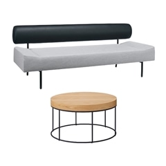 セット】 DIVANCO SOFA Round (3) Black × Light gray + DIVANCO LOW