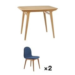 セット】 IKI DINING TABLE 900 + COCHONNET CHAIR Navy×2｜ダイニング