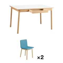 セット】 STILT TABLE 1200 White + STILT CHAIR Blue ×2｜ダイニング