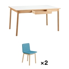セット】 STILT TABLE 1400 White + STILT CHAIR Blue ×2｜ダイニング